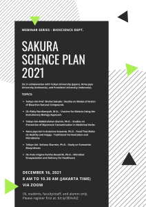 WEBINAR SERIES Sakura Science Plan 2021 i3L+Teikyo University (Japan), Atma Jaya University, President University​